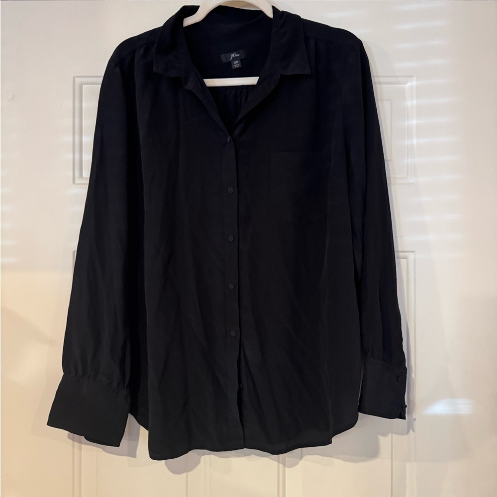 J. Crew Elegant Silk Black Blouse